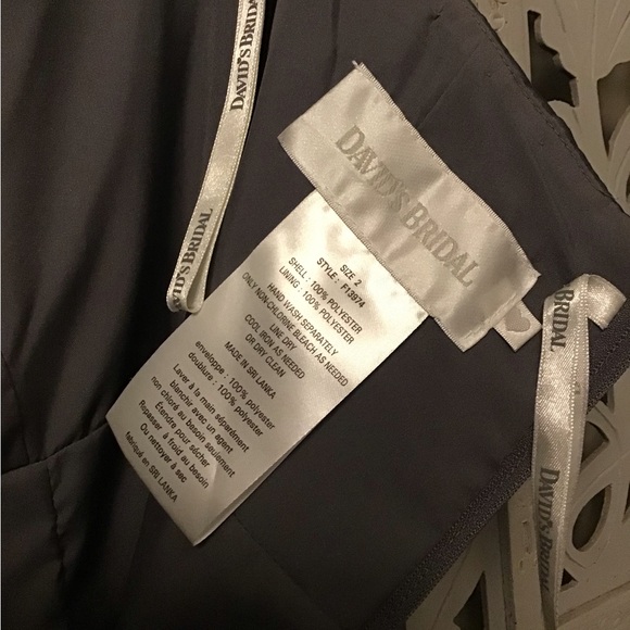 DAVIDS BRIDAL BEAUTIFUL PLATINUM SILVER STRAPLESS LONG FORMAL PROM DRESS GOWN - Picture 9 of 11